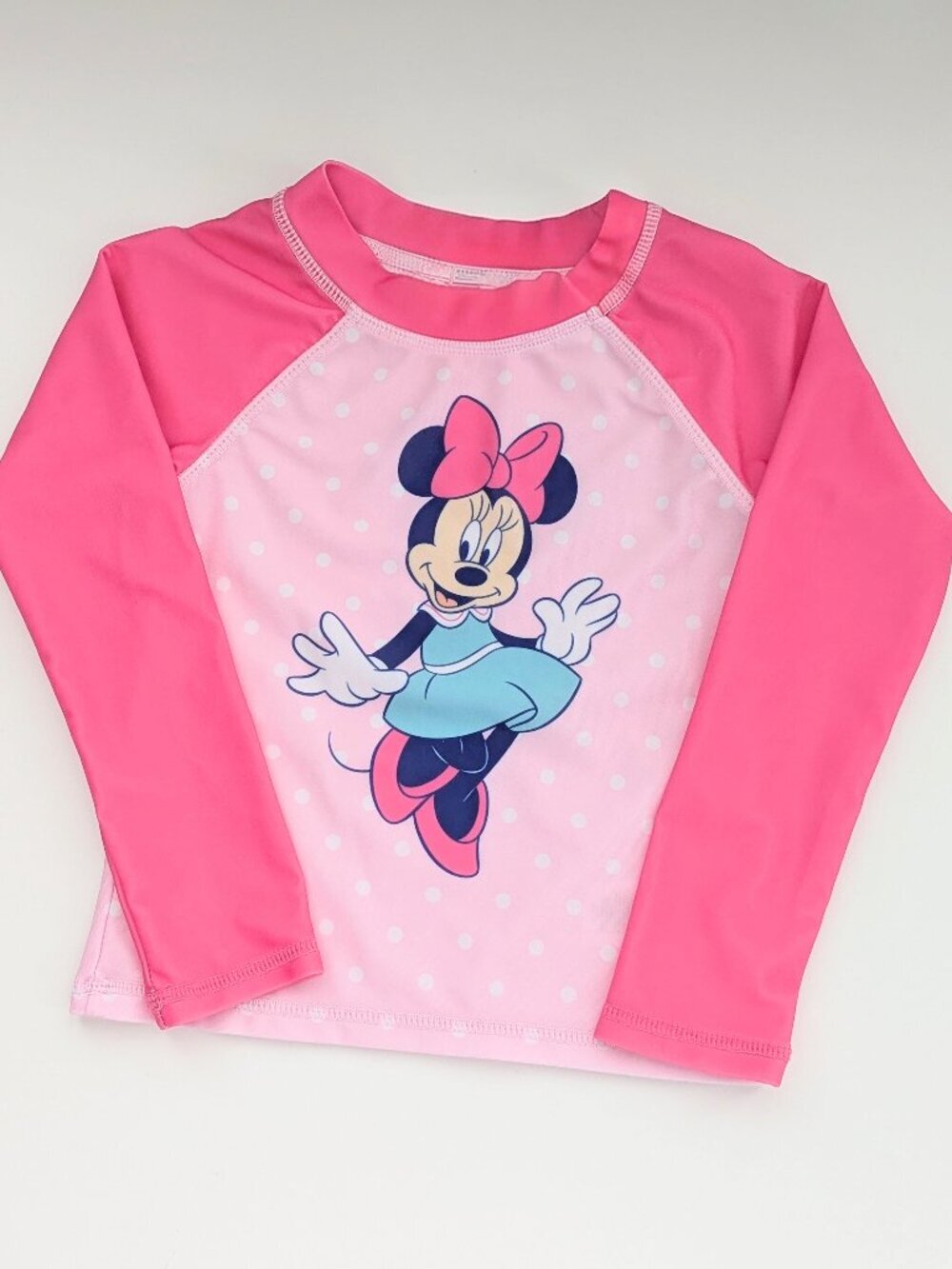 Kids' (4T) Disney Minnie Mouse Pink Long-Sleeve Rash Guard/Swim Top